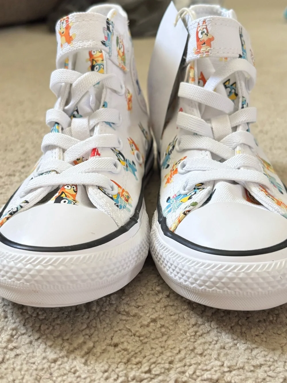 Converse Kids White High-Top Sneakers with Bluey Characters